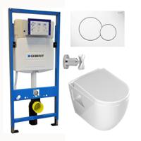 Geberit UP320 Toiletset - Inbouw WC Hangtoilet Rimfree Aloni met Bidetkraan - Sigma-01 Wit