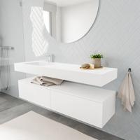Zaro ALAN vrijhangende wastafel 150cm met wasbak Enkel links en onderkast in kleur Wit mat 2 lade(s)