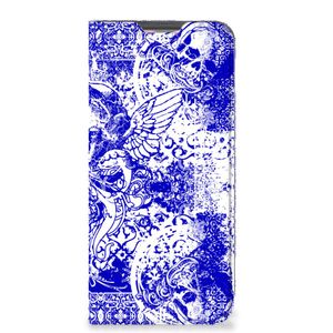 Mobiel BookCase Samsung Galaxy A13 (4G) Angel Skull Blauw