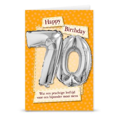 Kaart met folieballon 70 jaar