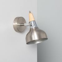 Wandlamp zilver hout 'Omar' verstelbaar E14 fitting - thumbnail