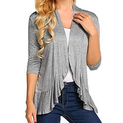 Dames Tuniek Blouse Effen Kleur Ruche Asymetrische zoom Dagelijks Elegant Casual 3/4 mouw V-hals Zwart Zomer Lente Lightinthebox