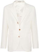 Brunello Cucinelli blazer en lin à simple boutonnage - Blanc