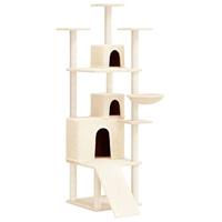 vidaXL Kattenmeubel met sisal krabpalen 175 cm crèmekleurig, kattenpaal, kattenboom, kattenkrabpaal, kattenhuis, kattenmeubel, kattenpalen