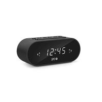 SPC Frodi - Compacte wekkerradio, verhoogde toetsen, grote sluimer/slaapknop, dubbel alarm, XL-display, grote cijfers, batterij back-up - Zwart