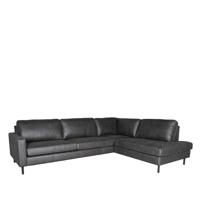 LABEL51 Hoekbank Genua - Antraciet - Microfiber - 2,5-Zits + Ottomane