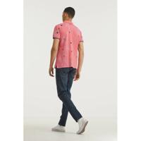 A fish named Fred slim fit polo met all over print roze