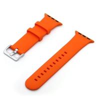 By Qubix - Rubberen sportbandje met gesp - Oranje - Compatible met Apple Watch 38mm / 40mm / 41mm / 42mm - Compatible Apple watch bandjes