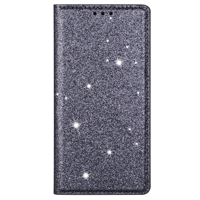 iPhone 16 hoesje - Bookcase - Pasjeshouder - Portemonnee - Glitter - TPU - Grijs