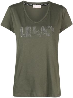 LIU JO T-shirt verfraaid met kristallen - Groen