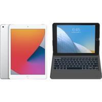 Apple iPad (2020) 10.2 inch 32 GB Wifi + 4G Zilver + ZAGG Rugged Messenger Toetsenbord Hoes
