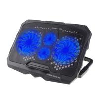 S18 Hoogteverstelbare Notebook Router Radiator 4-Fan Koeler Desktop Laptop Cooling Pad - Blauw Licht - thumbnail