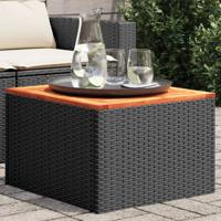 Tuintafel 55x55x37 cm poly rattan en acaciahout zwart - thumbnail