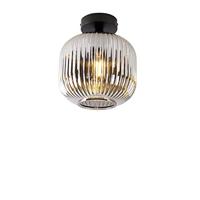 QAZQA - Art Deco Smart plafondlamp zwart met smoke glas incl. Wifi A60 - Karel | Dimmer | Dimbaar | Woonkamer | Slaapkamer | Keuken - Glas Rond - E27 Geschikt voor LED - Max. 1 x 4.9 Watt
