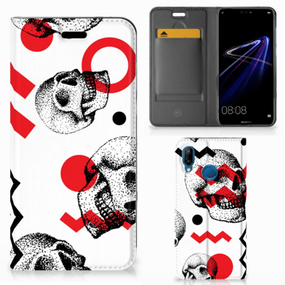Mobiel BookCase Huawei P20 Lite Skull Red