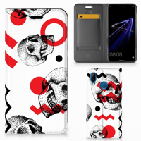 Mobiel BookCase Huawei P20 Lite Skull Red