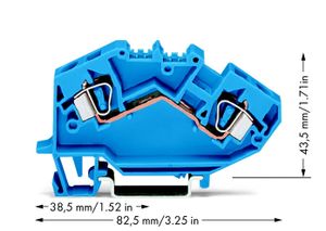 WAGO 782-604 Doorgangsklem 8 mm Spanveer Toewijzing: N Blauw 25 stuk(s)