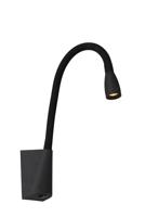 Lucide GALEN-LED - Bedlamp/Wandlamp - LED - 1x3W 3000K - Zwart