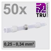 TRU COMPONENTS TC-12888416 Stootverbinder Met krimpkous 0.25 mm² 0.34 mm² Volledig geïsoleerd Wit 50 stuk(s)