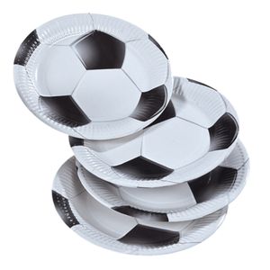 Papieren voetbal bordjes 8 stuks van 23 cm   -