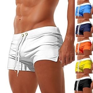 Voor heren Boardshorts Zwemshorts Lange zwembroeken Zwembroek Trekkoord Elastische taille Zak met rits Effen Kleur Ademend Sneldrogend Korte Casual Dagelijks Strand Modieus Klassieke Stijl Leger Lightinthebox