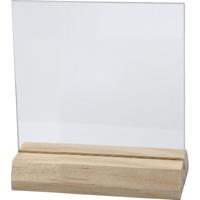 Creativ Company Glazen plaat met houten voet, afm 7,5x7,5 cm, dikte 28 mm, 10 set/ 1 doos