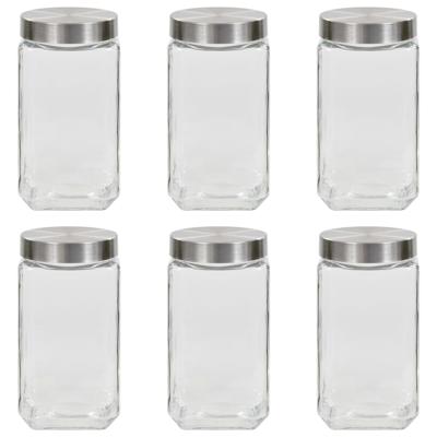 vidaXL Opbergpotten met zilverkleurig deksel 6 st 2100 ml