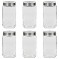 vidaXL Opbergpotten met zilverkleurig deksel 6 st 2100 ml