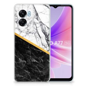 OPPO A77 | A57 5G TPU Siliconen Hoesje Marmer Wit Zwart - Origineel Cadeau Man