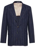 Brunello Cucinelli blazer boutonné à rayures - Bleu - thumbnail