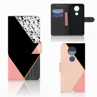 Motorola Moto E5 Plus Bookcase Zwart Roze Vormen