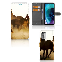 Motorola Moto G51 5G Telefoonhoesje met Pasjes Design Cowboy - thumbnail