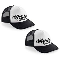 4x stuks zwart/ wit Bride Squad script snapback cap/ truckers pet dames - Vrijgezellenfeest petjes