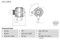 Dynamo / Alternator BOSCH, Spanning (Volt)14V, u.a. für Ford, Volvo