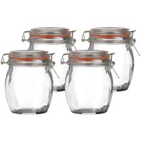 Weckpot/inmaakpot - 4x - 750 ml - glas - met beugelsluiting - D11 x H14 cm