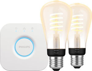 Philips Hue Filament White Ambiance Edison 2-Pack + Bridge