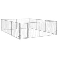 vidaXL Hondenkennel voor buiten met deur 3x4x1 m gegalvaniseerd staal, hondenkooi voor buiten, grote hondenkooi, hondenren voor buiten