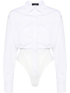 Mugler body en popeline à plis - Blanc