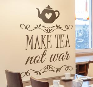 Muursticker keuken Make Tea Not War