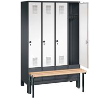 4-persoons kledinglocker met voorgebouwde zitbank (Evo)