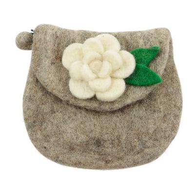 Vilten Portemonnee met Witte Bloem Vilten Portemonnee met Witte Bloem