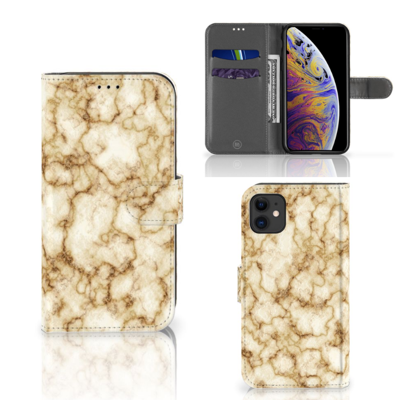 Apple iPhone 11 Bookcase Marmer Goud Apple iPhone 11 Bookcase Marmer Goud