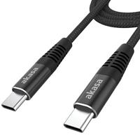 Akasa USB-C naar USB-C 100W PD oplaadkabel | 20V / 5A | Gevlochten kabel | E-Marker Smart Chip | 1m | AK-CBUB54-10BK