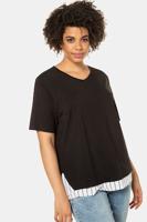 Ulla Popken Shirt relaxed, V-hals, laagjeslook, korte mouwen - Grote Maten
