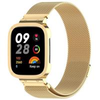 By Qubix - Milanese bandje met case - Goud - Xiaomi Redmi Watch 3