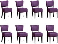 Set van 8 Paarse leren landelijke eetkamerstoelen Rest - Toledo Leer Aubergine (paars leer)