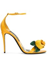 Dolce & Gabbana sandales en cuir à fleurs appliquées - Jaune - thumbnail