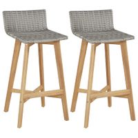 Barstoelen 40x45x90 cm poly rattan massief acaciahout 2 st