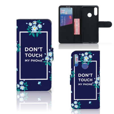 Motorola Moto E6 Plus Portemonnee Hoesje Flowers Blue DTMP