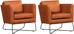 Set van 2 Cognac leren moderne design fauteuils Crossover - Rancho Leer Cognac (cognac leer)